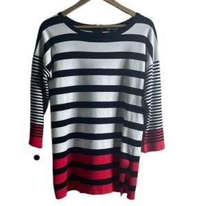 Cable & Gauge Red, White & Black Striped Tunic Sweater